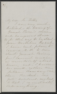 Sophia Hawthorne autograph letter signed to James Thomas Fields, [Concord], 20 November 1865