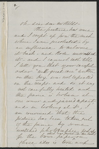 Sophia Hawthorne autograph letter signed to James Thomas Fields, [Concord], approximately December 1865