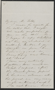 Sophia Hawthorne autograph letter signed to James Thomas Fields, [Concord], 8 February 1866