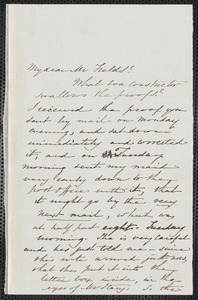 Sophia Hawthorne autograph letter signed to James Thomas Fields, [Concord], 21 March 1866