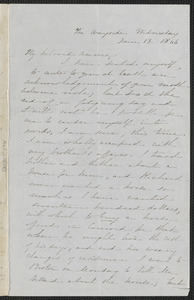 Sophia Hawthorne autograph letter signed to Annie Adams Fields, [The Wayside Concord], 13 June 1866