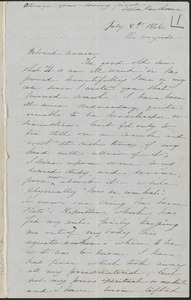 Sophia Hawthorne autograph letter signed to Annie Adams Fields, [The Wayside Concord], 8 July 1866