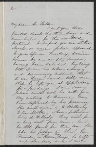 Sophia Hawthorne autograph letter signed to James Thomas Fields, [The Wayside Concord], 2 August 1866