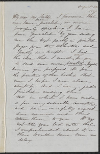 Sophia Hawthorne autograph letter signed to James Thomas Fields, [Concord], 5 August 1866
