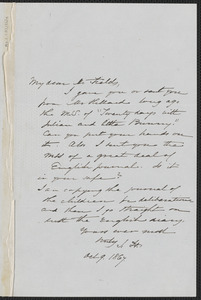 Sophia Hawthorne autograph note signed to James Thomas Fields, [Concord], 9 October 1867