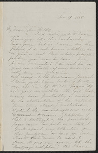 Sophia Hawthorne autograph letter signed to James Thomas Fields, [Concord], 19 January 1868