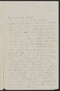 Sophia Hawthorne autograph letter signed to James Thomas Fields, [Concord], 30 January 1868