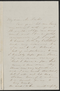 Sophia Hawthorne autograph letter signed to James Thomas Fields, [Concord], 2 May 1868