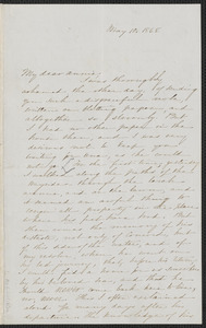 Sophia Hawthorne autograph letter signed to Annie Adams Fileds, [Concord], 10 May 1868