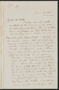 Sophia Hawthorne autograph letter signed to James Thomas Fields, Concord, 2 June 1868