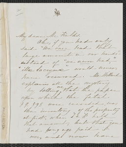 Sophia Hawthorne autograph letter signed to James Thomas Fields, [Concord], 7 June 1868