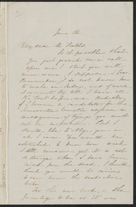Sophia Hawthorne autograph letter signed to James Thomas Fields, [Concord], 12 June 1868