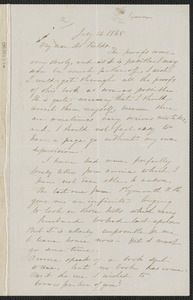 Sophia Hawthorne autograph letter signed to James Thomas Fields, [Concord], 1 July 1868