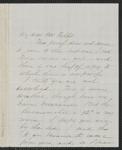 Sophia Hawthorne autograph note signed to James Thomas Fields, [Concord], 14 July 1868