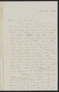 Sophia Hawthorne autograph letter signed to James Thomas Fields, [Concord], 28 July 1868