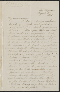 Sophia Hawthorne autograph letter signed to Annie Adams Fields, The Wayside [Concord], 3 August 1868