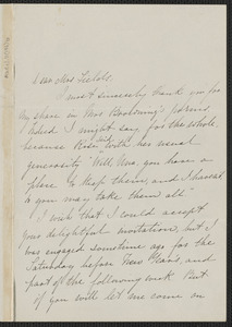 Una Hawthorne autograph letter signed to Annie Adams Fields, [Concord], 21 December [1864]