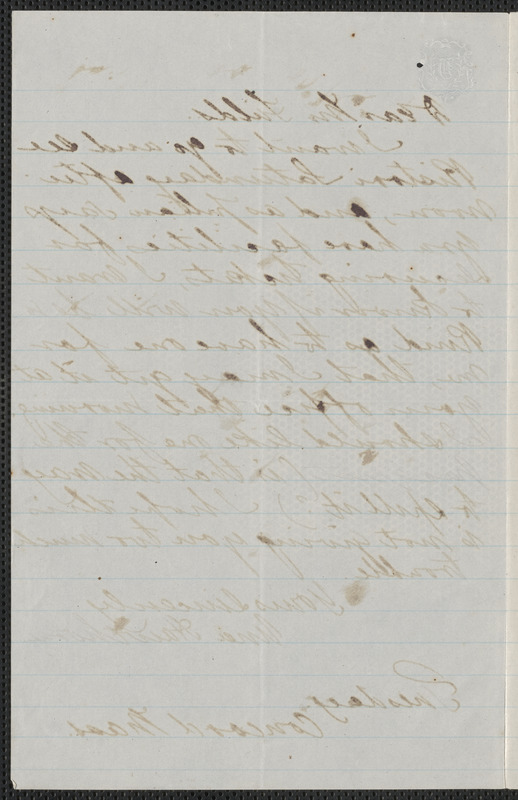 Una Hawthorne autograph note signed to James Thomas Fields, Concord, approximately November 1866