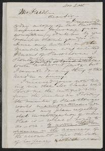 Elizabeth Palmer Peabody autograph letter signed to James Thomas Fields, 20 November [1868]