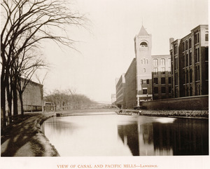 View of Canal and Pacific Mills, Lawrence