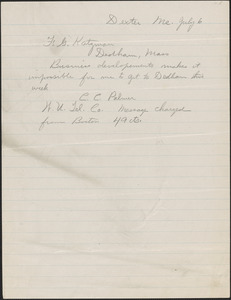 Letter from C. C. Palmer to Frederick G. Katzmann, District Attorney (Southeastern District)