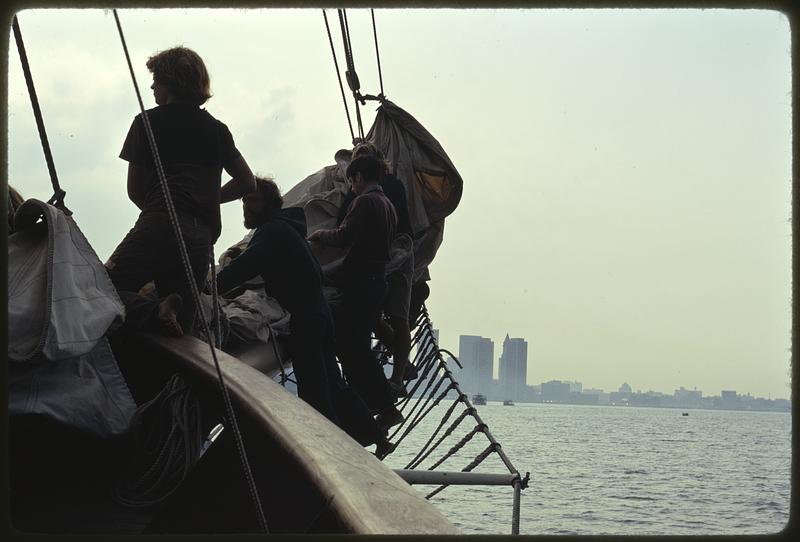 Late afternoon - return toward Boston includes furling sails