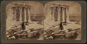 Exquisite temple of Nike on the parapet of the Acropolis and view N.W. over Theselon, Athens