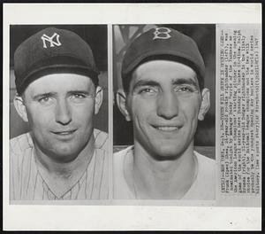 Youth Will Serve in Opening Game-- Frank (Spec) Shea, 24-year-old rookie righthander (left), was nominated tonight by manager Bucky Harris of the Yankees as the American League champions' starting pitcher in the opening game of the world series here Tuesday at Yankee Stadium. Ralph Branca (right), 21-year-old Dodger righthander is the likely choice for the National League champions and the two will probably be the youngest opening day hurlers in world series history.