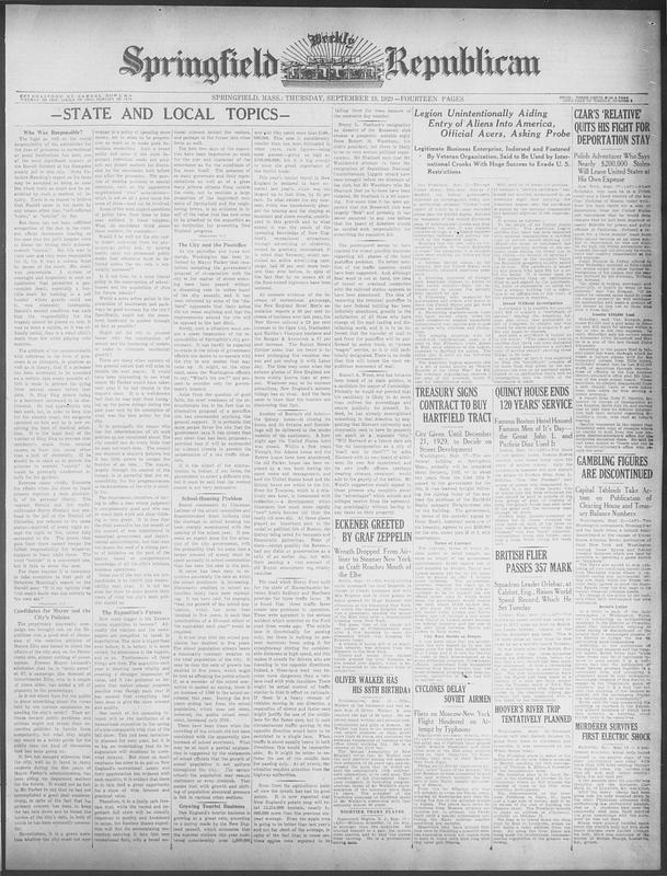 Springfield Weekly Republican. September 19, 1929 - Digital Commonwealth