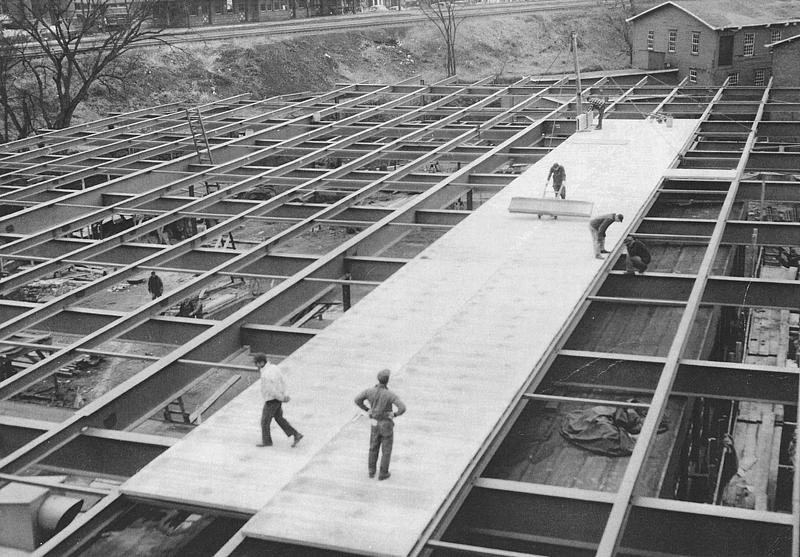 Construction at the Uxbridge Worsted Mill