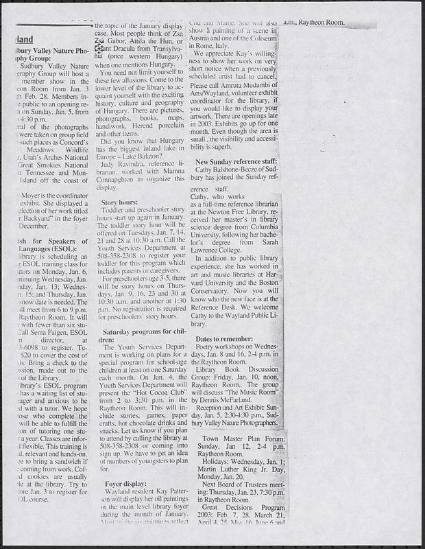 Wayland Library scrapbooks, volume 11, 2003-2005