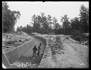 Weston Aqueduct, Section 3, aqueduct masonry, station 140, Framingham, Mass., Aug. 19, 1901