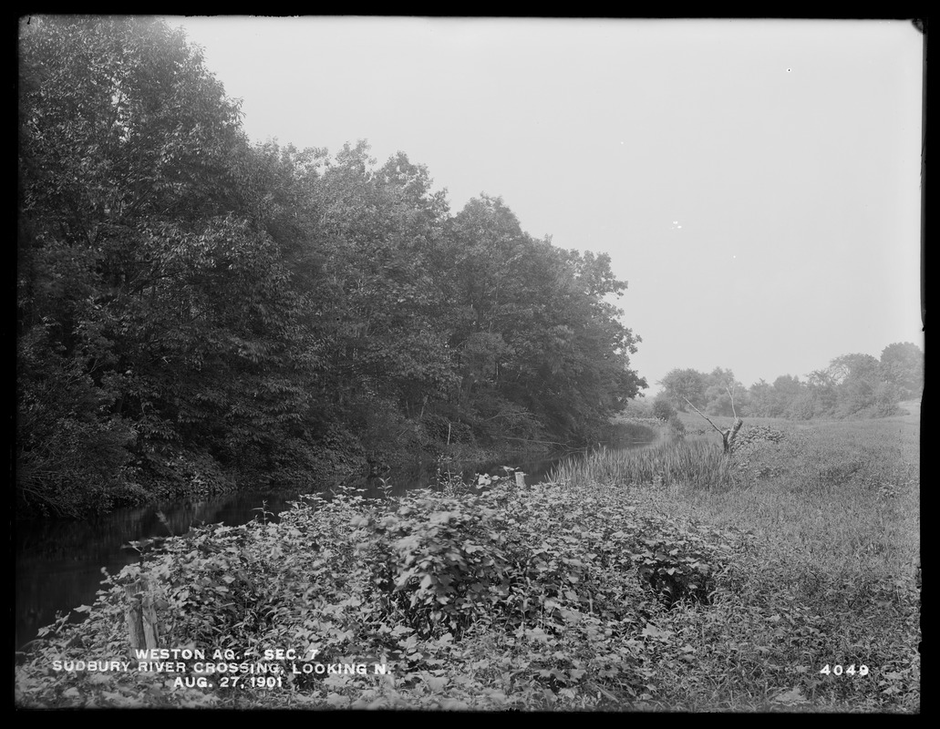 Weston Aqueduct, Section 7, site of Sudbury River crossing, looking northerly, Wayland, Mass., Aug. 27, 1901