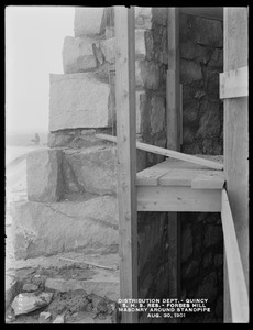 Distribution Department, Southern High Service Forbes Hill Reservoir, detail of masonry wall around the Standpipe, Quincy, Mass., Aug. 30, 1901