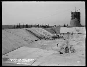 Distribution Department, Southern High Service Forbes Hill Reservoir, reservoir and Standpipe, looking westerly, Quincy, Mass., Aug. 30, 1901
