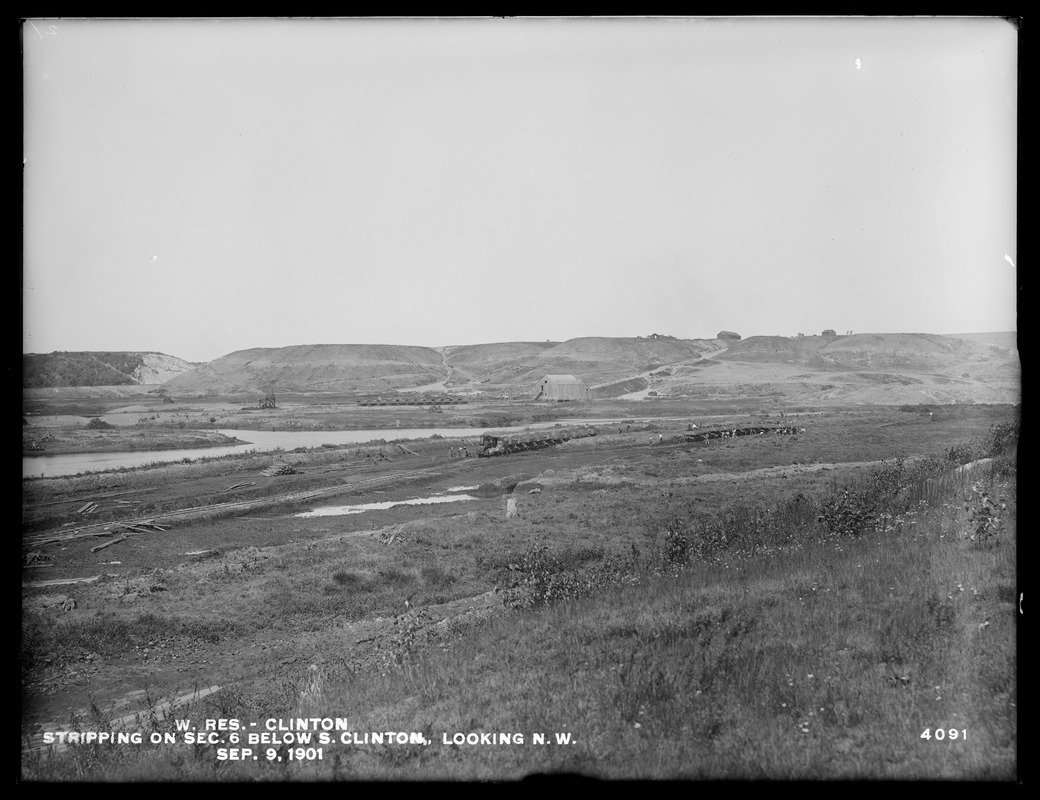 Wachusett Reservoir, stripping on Section 6, below South Clinton, looking northwesterly, Clinton, Mass., Sep. 9, 1901