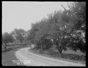 Weston Aqueduct, Charles A. Warren's house and barn, on Newton Street, looking southerly, Weston, Mass., Sep. 21, 1901