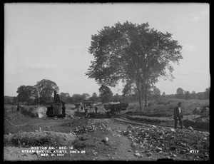 Weston Aqueduct, Section 13, steam shovel, at station 596+25, Weston, Mass., Sep. 21, 1901