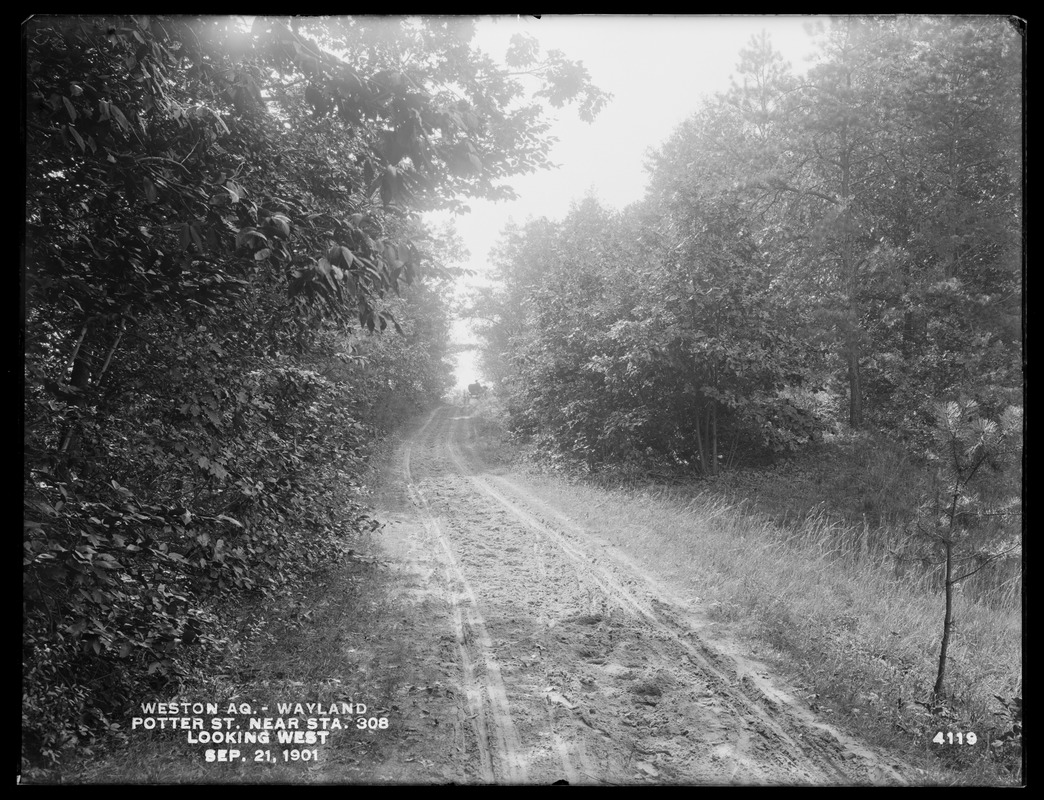 Weston Aqueduct, Potter Street, near station 308, looking westerly, Wayland, Mass., Sep. 21, 1901