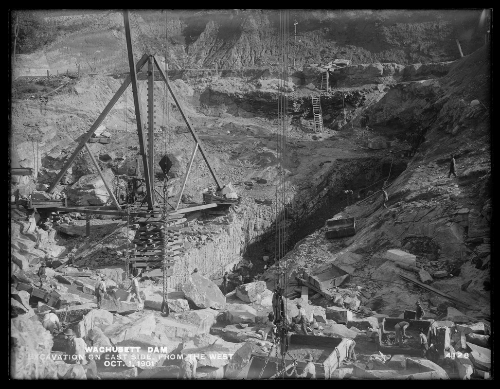 Wachusett Dam, excavation on east side, from the west, Clinton, Mass., Oct. 1, 1901