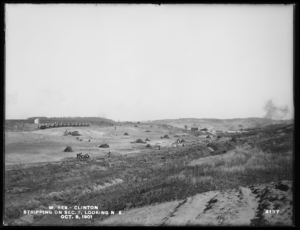 Wachusett Reservoir, stripping on Section 7, looking northeasterly in ...