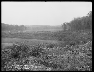 Weston Aqueduct, Weston Reservoir, looking northeasterly from knoll west of island, Weston, Mass., Oct. 22, 1901