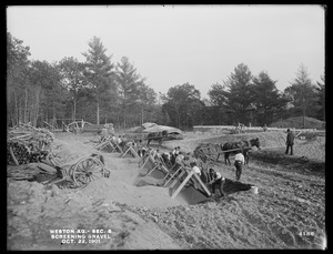 Weston Aqueduct, Section 8, screening gravel, Wayland, Mass., Oct. 22, 1901