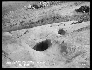 Wachusett Reservoir, ledge uncovered on Scar Bridge Road, Section 6, pot holes, Boylston, Mass., Oct. 15, 1901