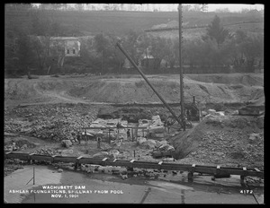 Wachusett Dam, ashlar foundations, spillway from pool, Clinton, Mass., Nov. 1, 1901