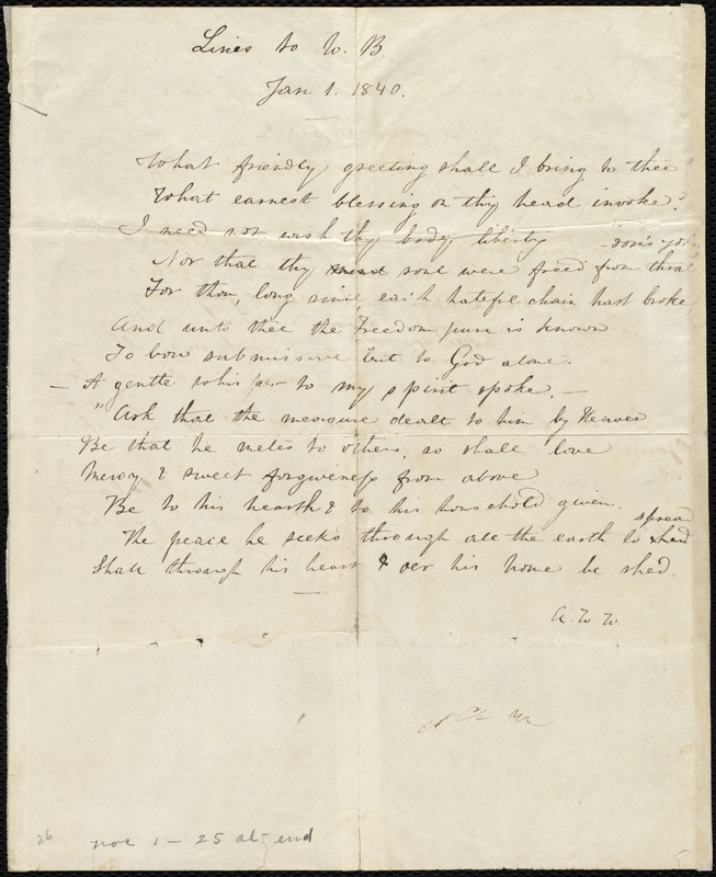 Poem by Anne Warren Weston, Jan. 1, 1840 - Digital Commonwealth