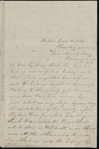 Letter from Deborah Weston, Boston, [Mass.], to Mary Weston, June 15, 1837, Thursday noon