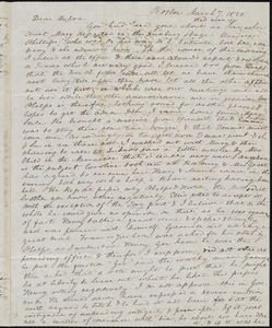 Letter from Anne Warren Weston, Boston, to Deborah Weston, March 7, 1838, Wednesday