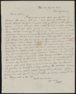 Letter from Anne Warren Weston, West St., [Boston], to Deborah Weston, July 26, 1838, Thursday morning