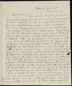 Letter from Anne Warren Weston, Weymouth, [Mass.], to Deborah Weston, Nov. 2, 1838, Friday evening